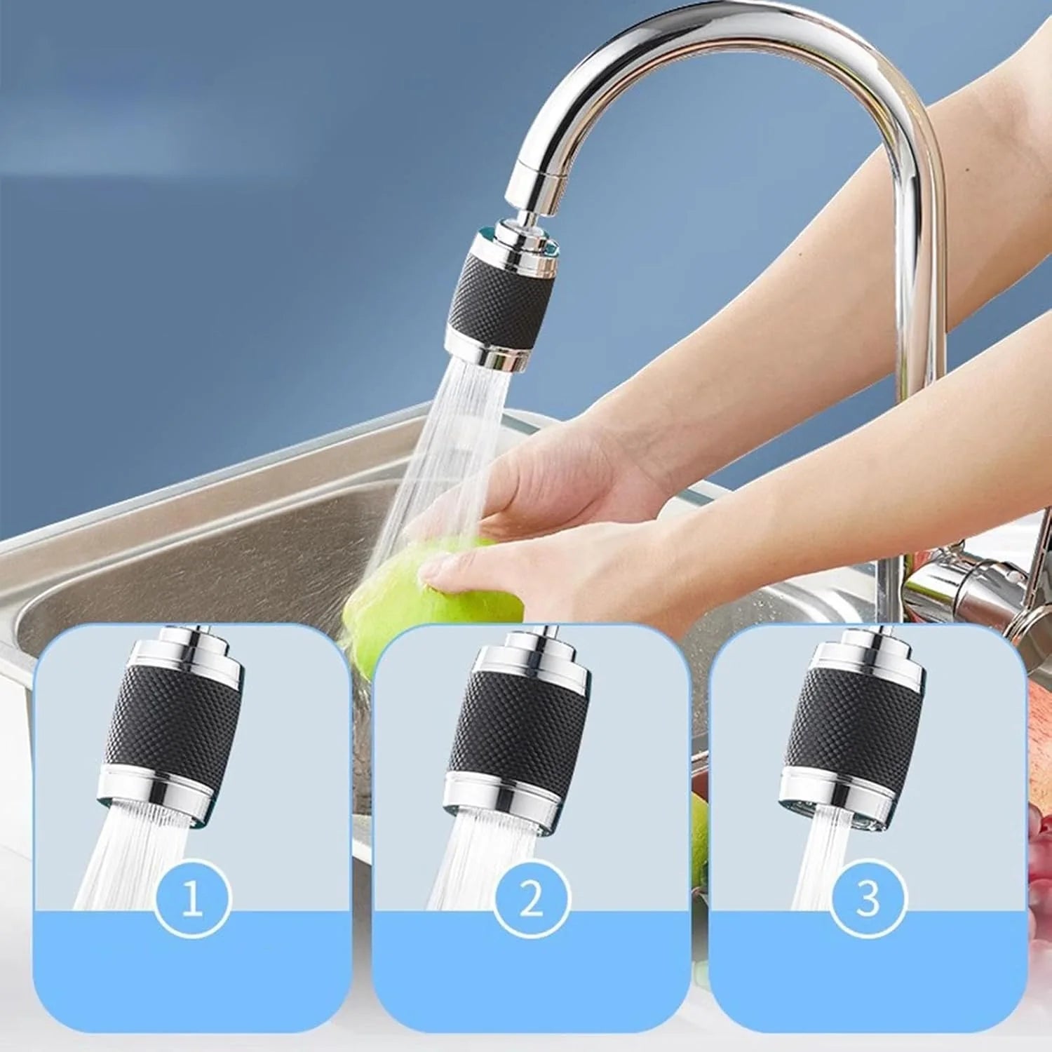 Stainless Steel 360 Degree Flexible tap extender for kitchen sink