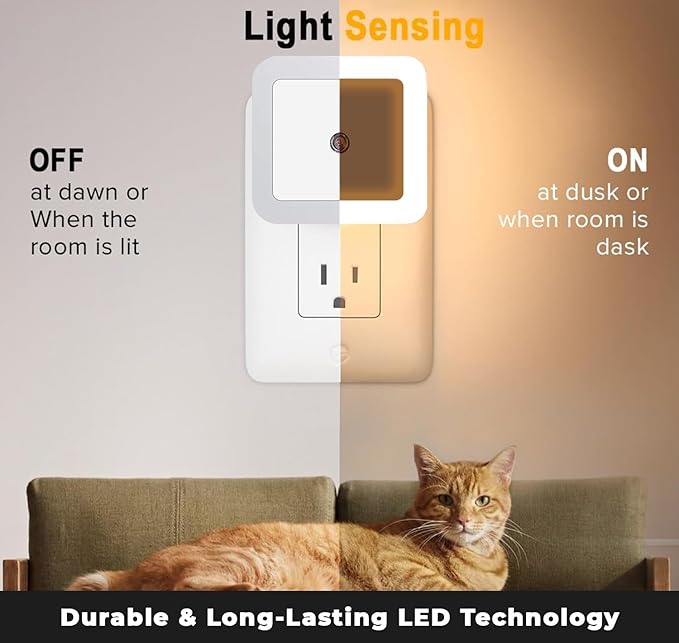 Night Lamp Sensor LED Light — Auto On/Off Plug-In Night Light