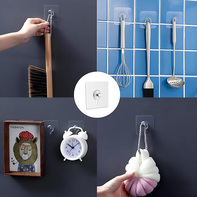 Heavy Duty Self-Adhesive Wall Hooks (Pack of 10)