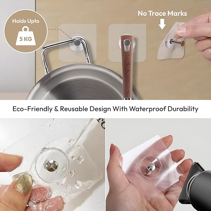 Heavy Duty Self-Adhesive Wall Hooks (Pack of 10)